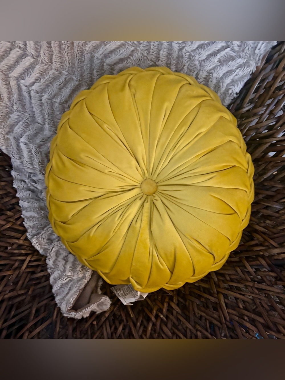Decorative Round Velvet Throw Pillow - Mustard - 18" Round - Picture 3 of 3